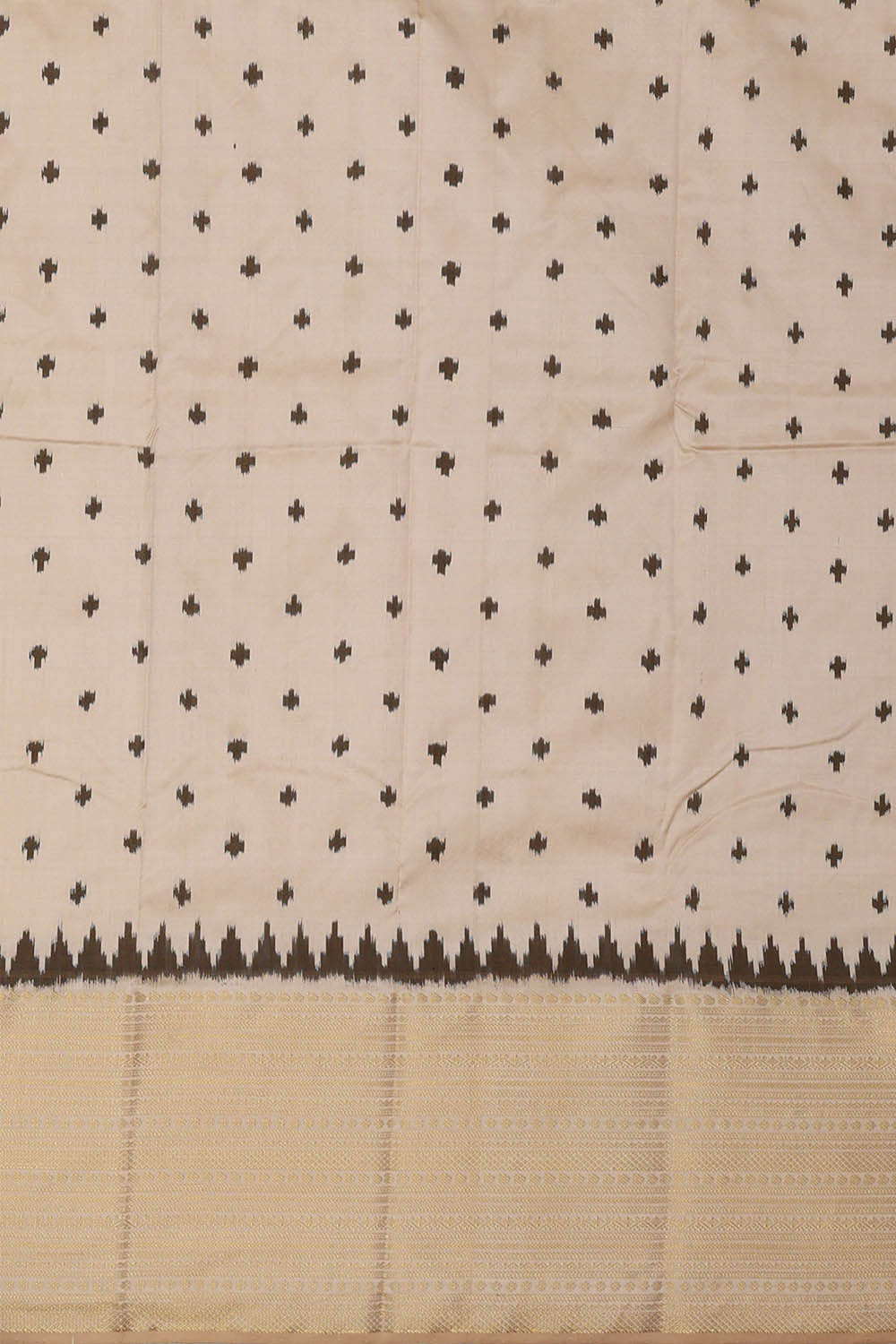Image of Pochampally Ikat Silk Cream Saree